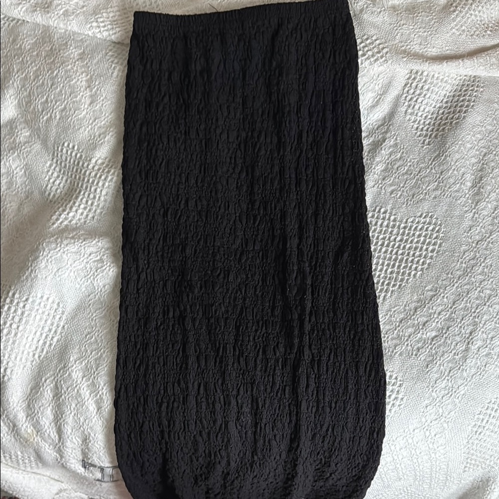 Mango Black Bubble Midi Skirt for Work